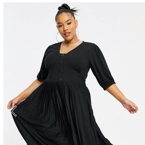 ASOS Curve midi pleated dress black size 20 NWT